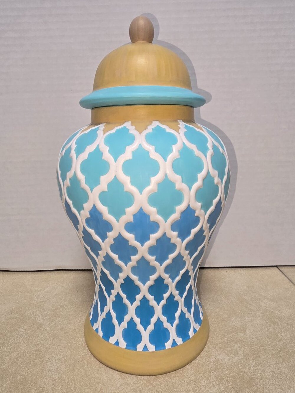 One of a kind Hand Painted Beach Inspired Decorative Ceramic/Porcelain Urn/Vase